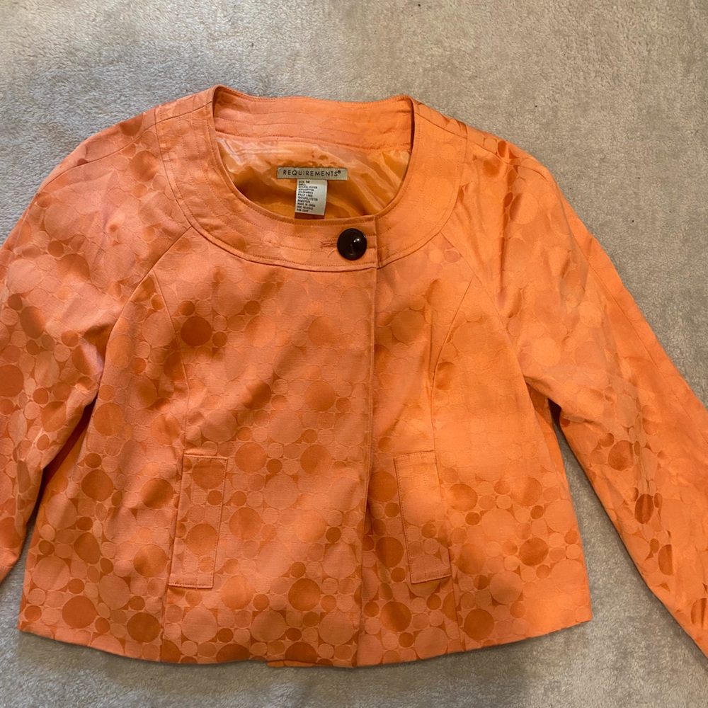 Requirements Vibrant Orange Jacket with Dark Button